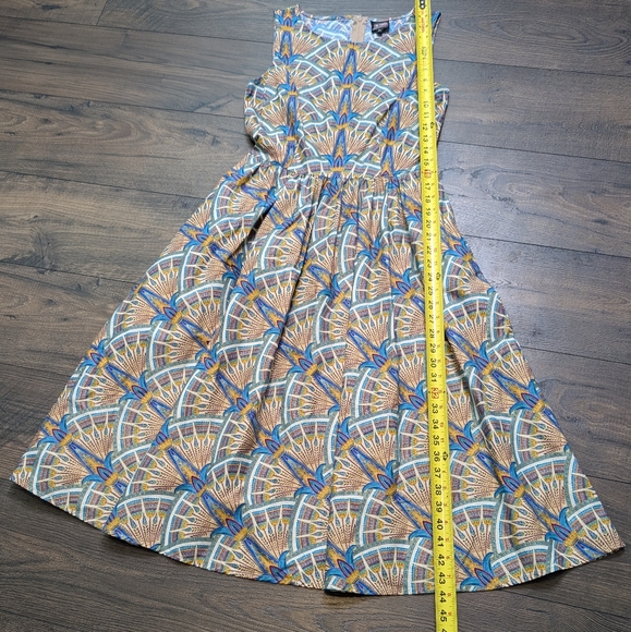 Retro Licious Cotton Geometric Pattern Fitflare A Line Midi Vintage Dress Medium - Picture 6 of 11